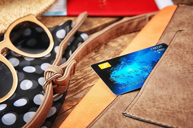 A close-up shot of a credit card with travel rewards branding, resting on top of a world map, with various airline logos subtly visible in the background.