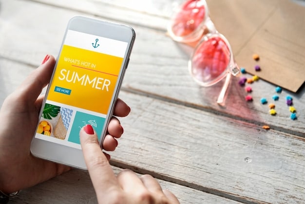 A smartphone displaying a travel app with a bright interface showcasing available last-minute hotel deals and flight prices, emphasizing convenience and digital solutions for spontaneous travel planning.